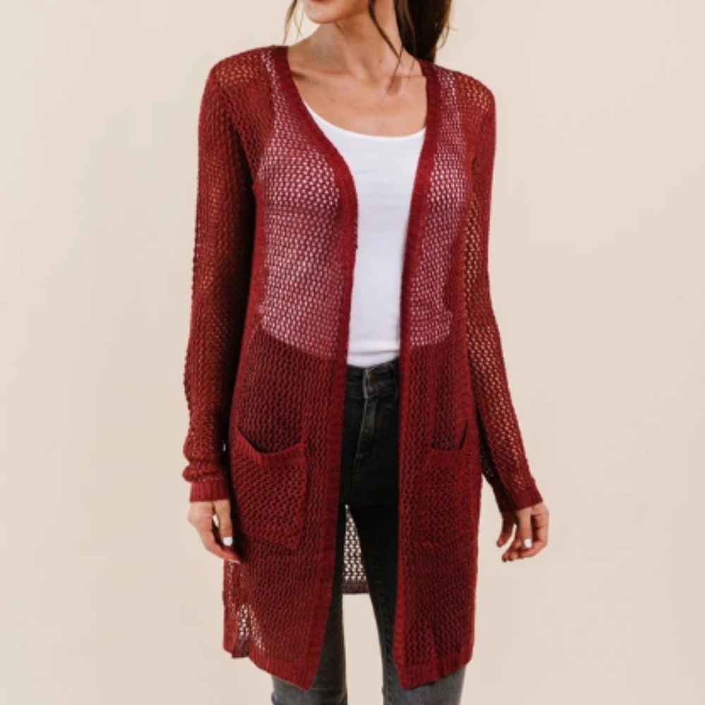 Cast Your Net Cardigan In Deep Rust NWT